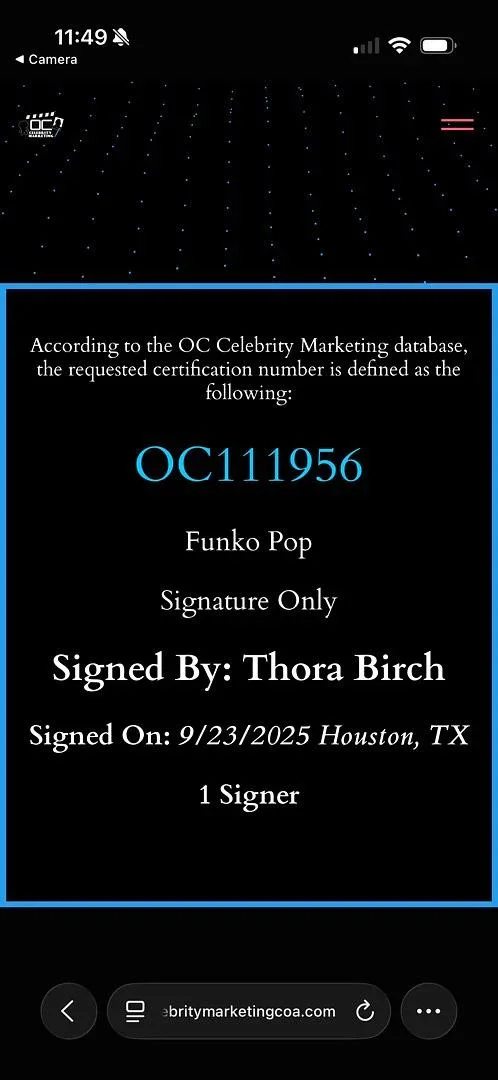 Thora Birch "Hocus Pocus" signed Funko #1069 - OC Celebrity Marketing, изображение 4