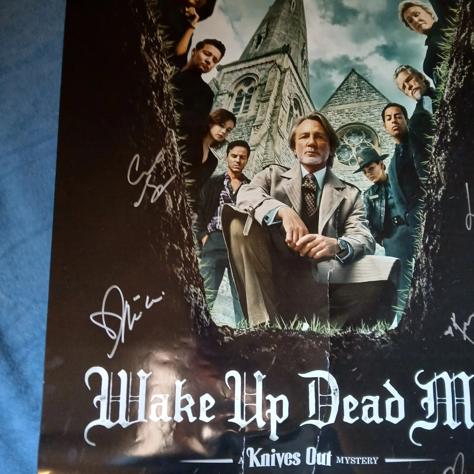 johnson. oconnor, washington, kunis, spaeny — WAKE UP DEAD MAN Cast Signed 27x40 Poster., image 3