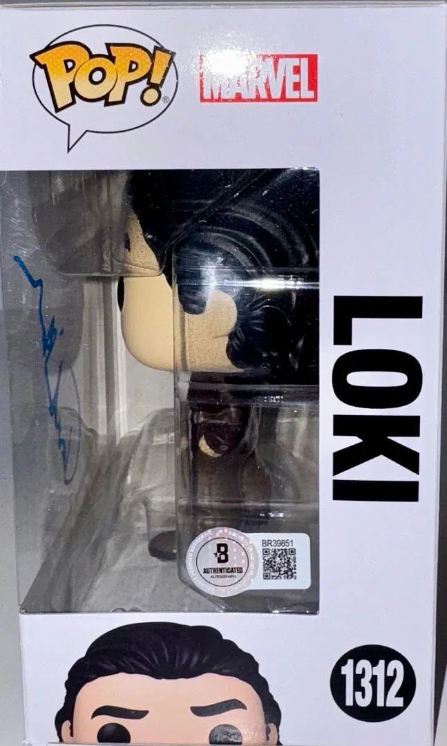 Tom Hiddleston Signed Funko Pop #1312 "Loki" Marvel - Beckett COA, image 4