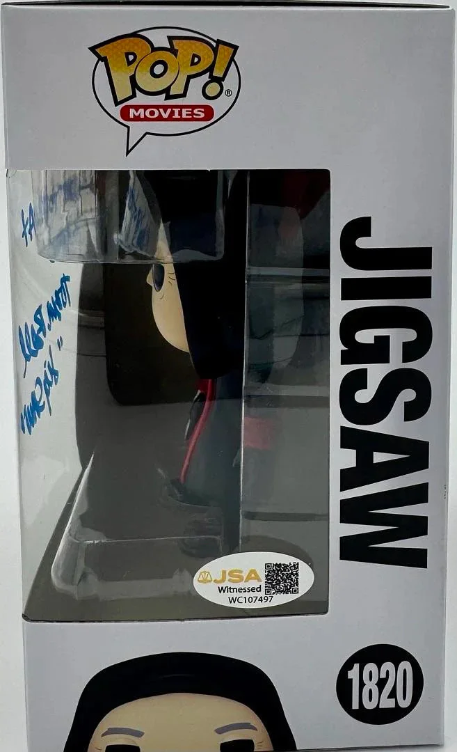 Tobin Bell "Jigsaw" signed Funko #1820 (Saw) w/quote and character name-JSA COA, image 3