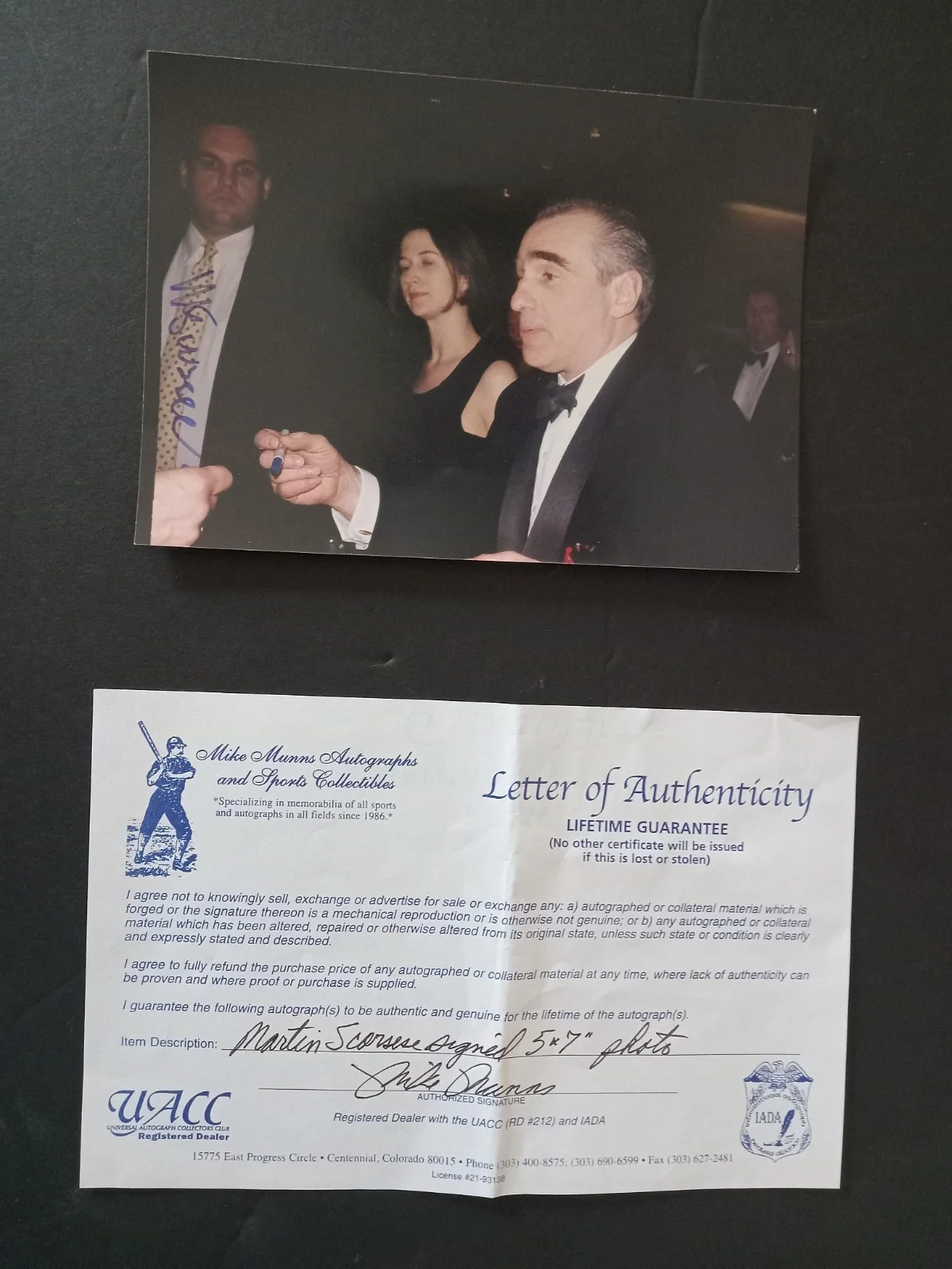 Martin Scorsese — Martin Scorsese Director/Actor HAND SINGED 5x7 Photo COA, изображение 2