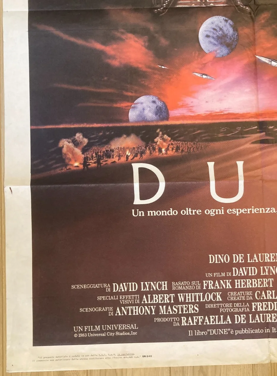 DUNE (Advance) 1984 Original Cinema ITALIAN 2 Fogli Movie POSTER 39x55in Rare, изображение 4