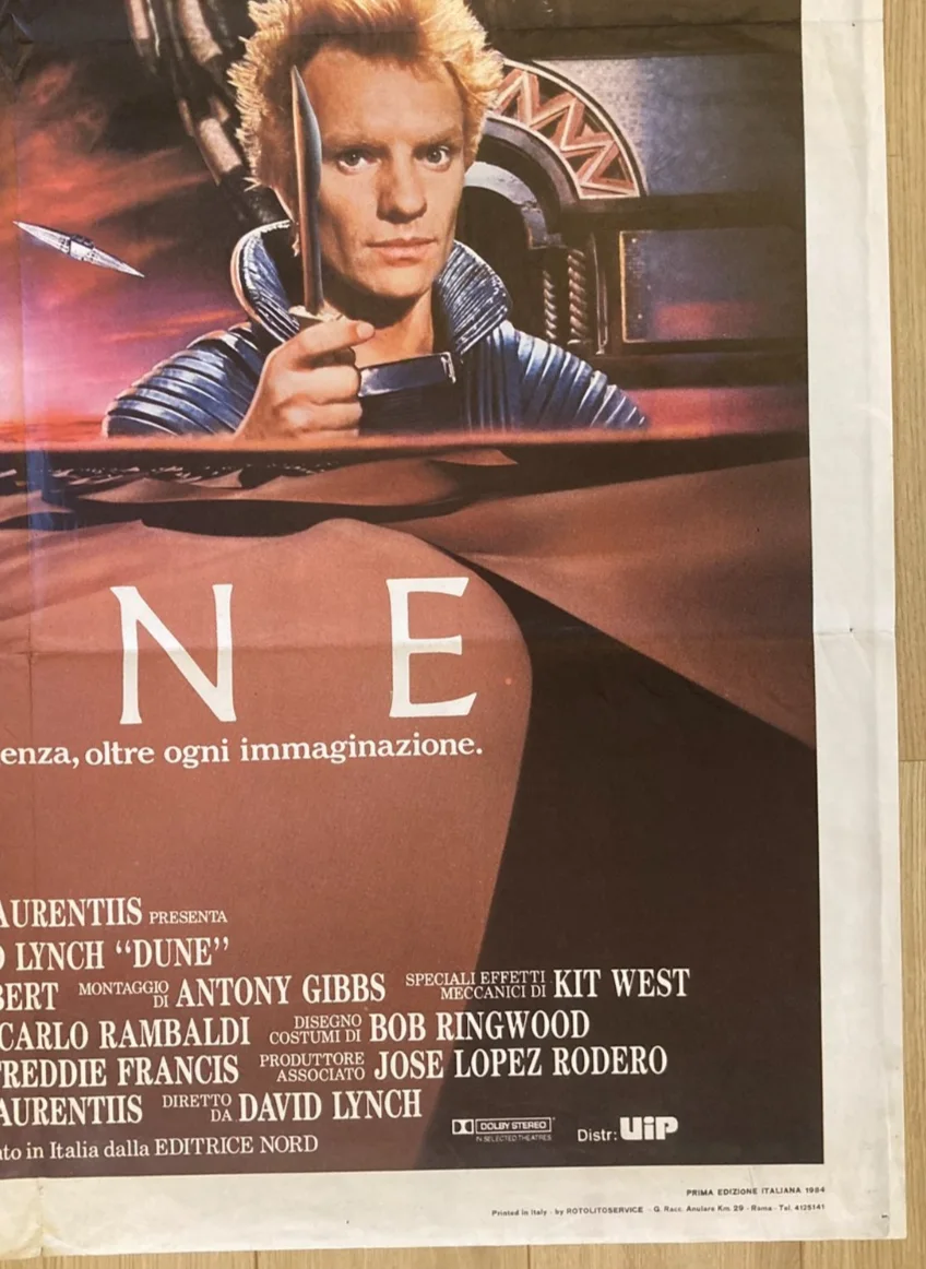 DUNE (Advance) 1984 Original Cinema ITALIAN 2 Fogli Movie POSTER 39x55in Rare, изображение 5