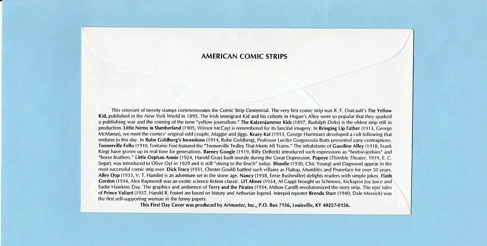 HY EISMAN signed Popeye FDC with a sketch of POPEYE (Comics 100th Anniv.) DATED, image 2
