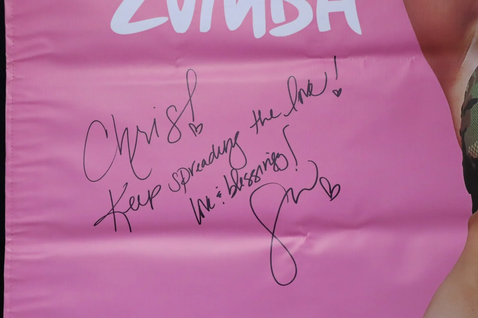 Gina Grant — Autographed Gina Grant Zumba Banner LET IT MOVE YOU Vinyl, image 2