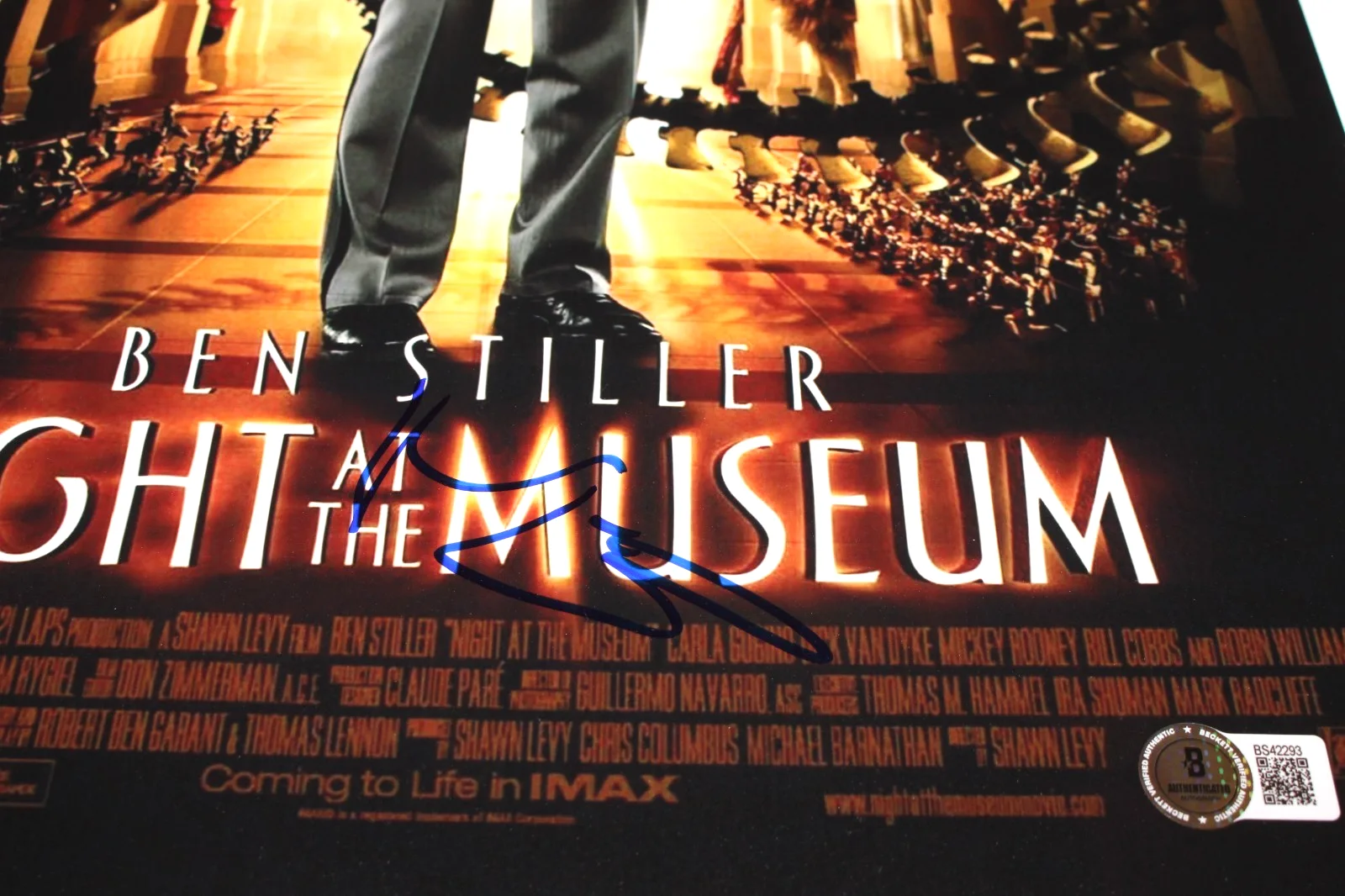 BEN STILLER SIGNED 'NIGHT AT THE MUSEUM' 12x18 MOVIE FILM POSTER 3 BECKETT COA, изображение 3