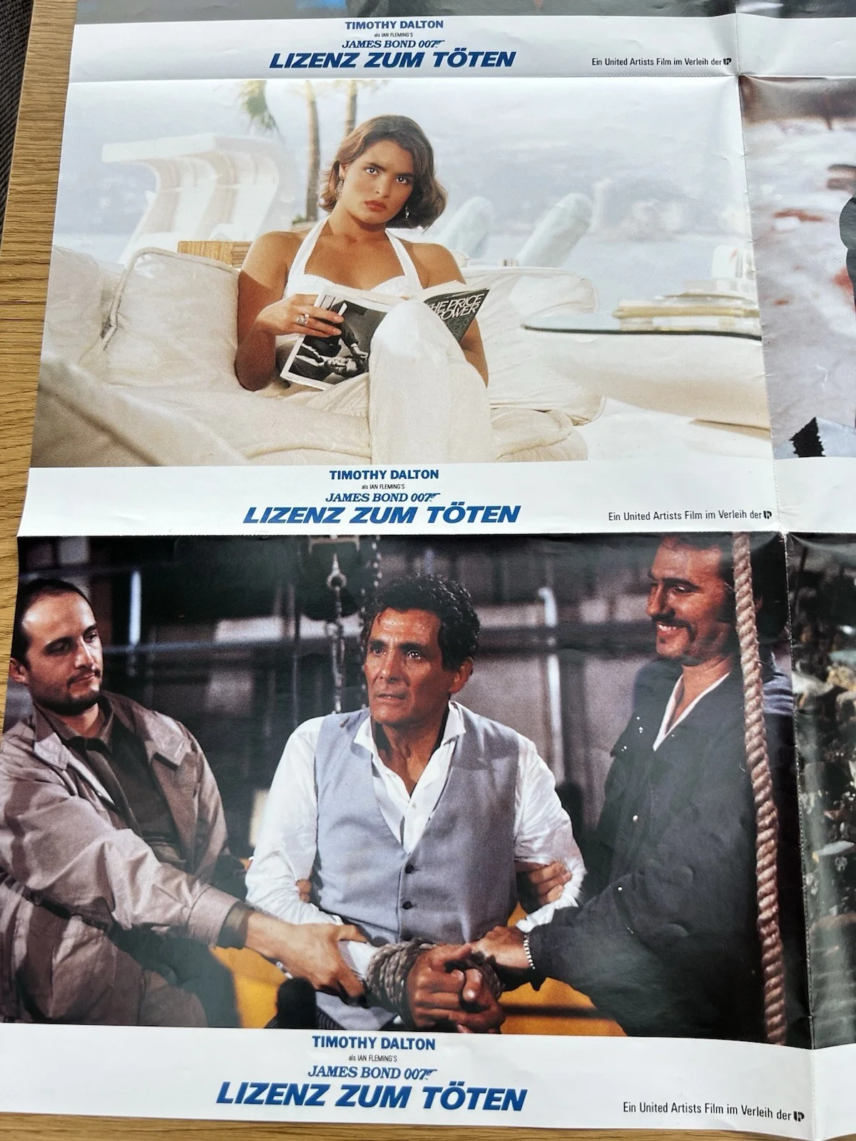 Set Of 8 Original German James Bond Licence To Kill Lobby Cards FOH Still Unused, изображение 2