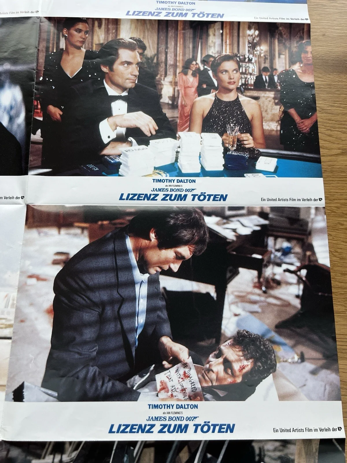 Set Of 8 Original German James Bond Licence To Kill Lobby Cards FOH Still Unused, изображение 3