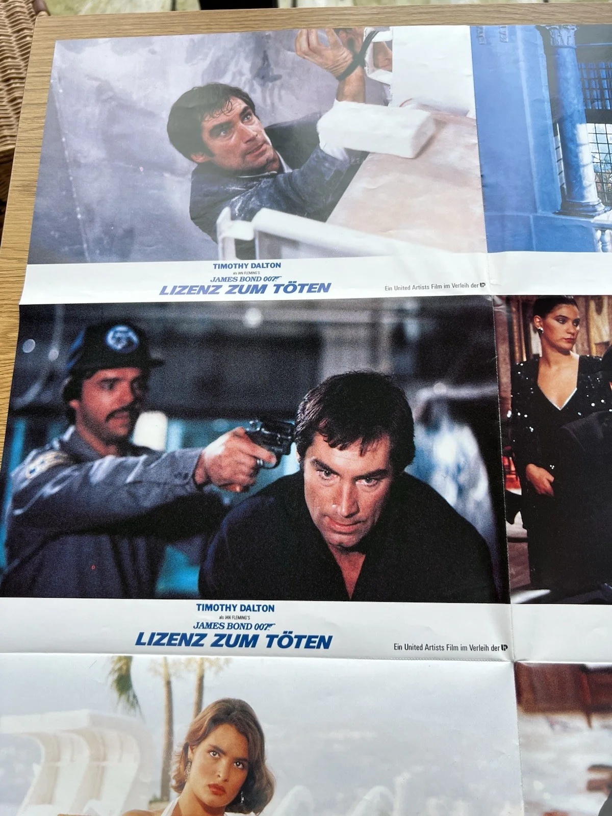 Set Of 8 Original German James Bond Licence To Kill Lobby Cards FOH Still Unused, изображение 4