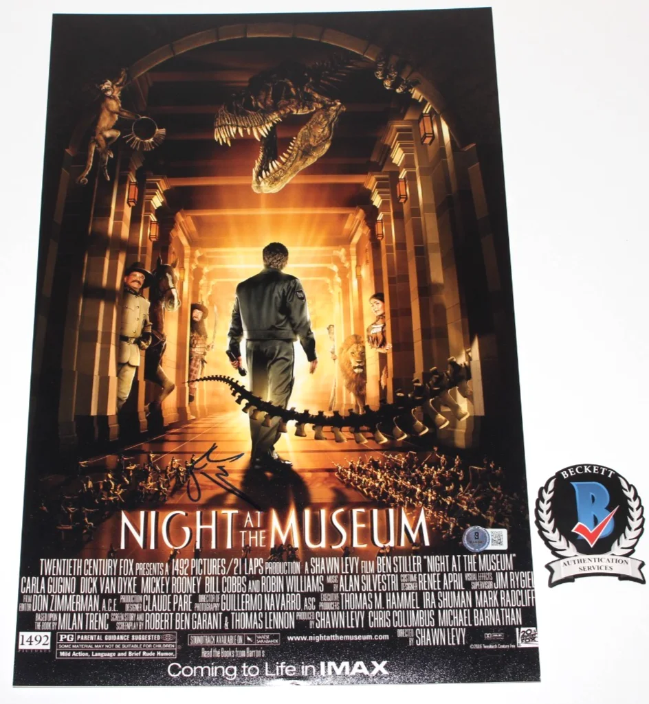 BEN STILLER SIGNED 'NIGHT AT THE MUSEUM' 12x18 MOVIE FILM POSTER 2 BECKETT COA, изображение 2