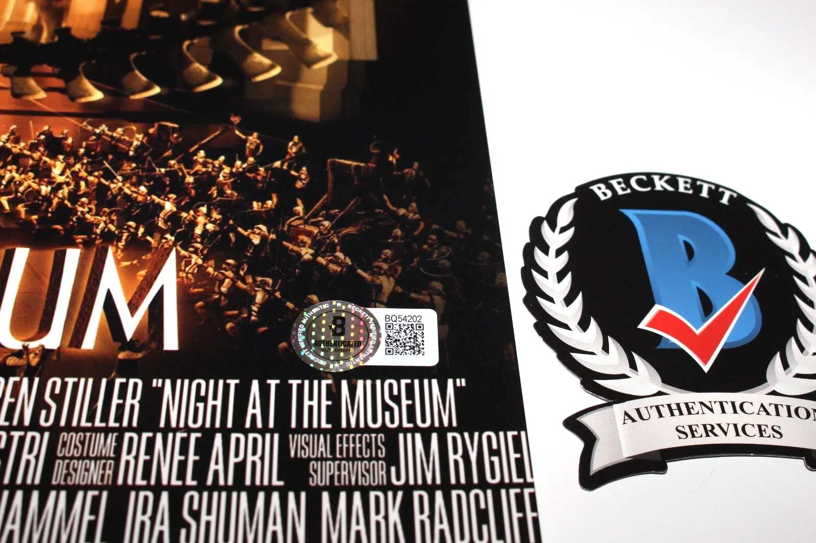BEN STILLER SIGNED 'NIGHT AT THE MUSEUM' 12x18 MOVIE FILM POSTER 2 BECKETT COA, изображение 4