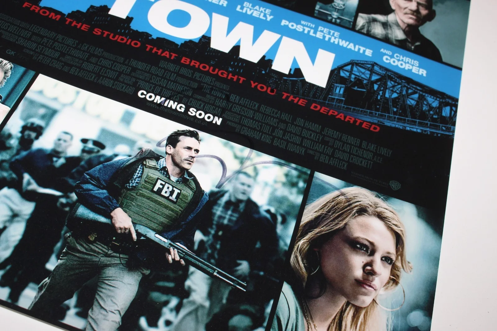 BEN AFFLECK SIGNED 'THE TOWN' 12x18 MOVIE POSTER BECKETT BAS COA ACTOR DIRECTOR, изображение 2