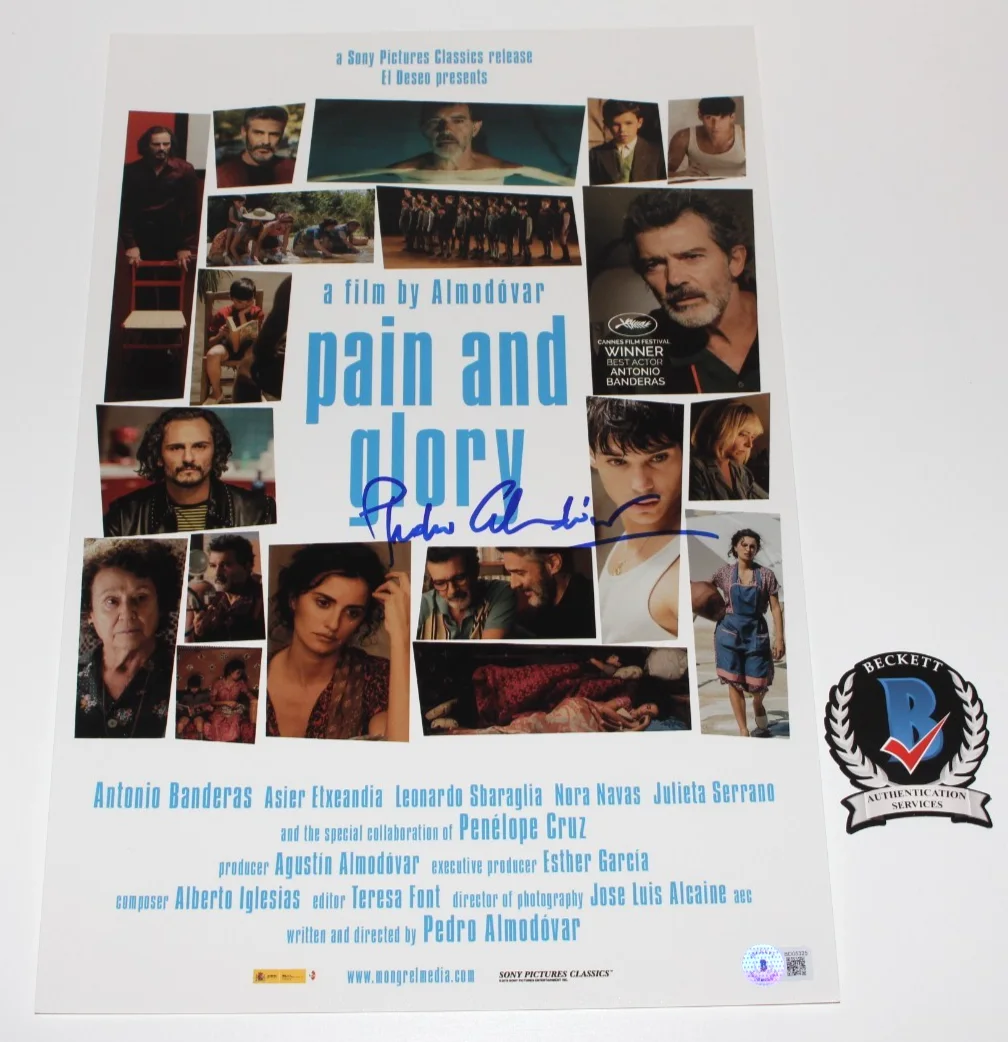 PEDRO ALMODOVAR SIGNED 'PAIN AND GLORY' 12x18 MOVIE FILM POSTER BECKETT BAS COA, изображение 2