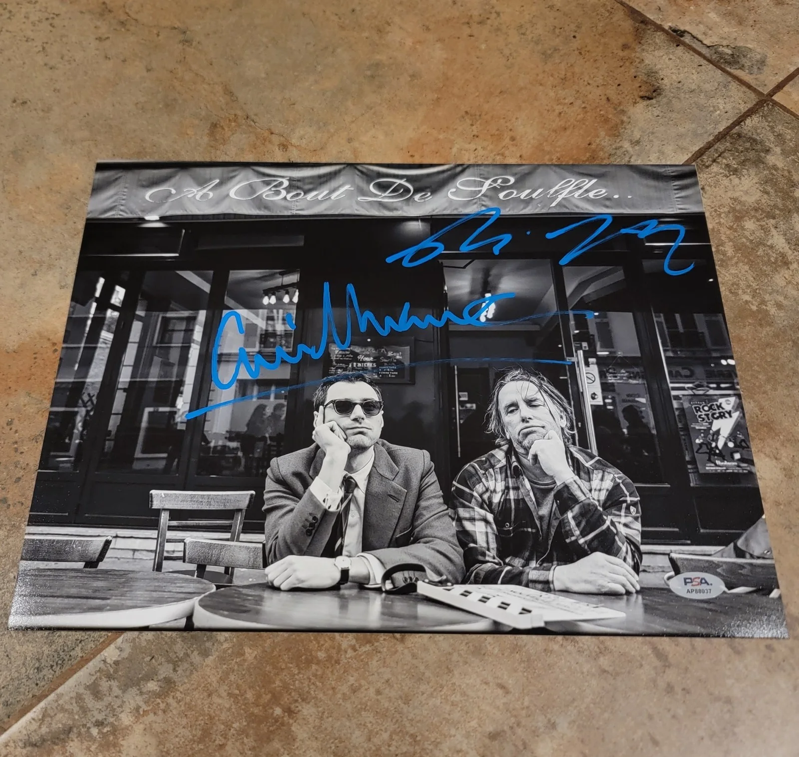 Guillaume Marbeck, Richard Linklater — Nouvelle Vague cast 2 signed 11x14 Photo PSA Guillaume Marbeck Richard Linklater