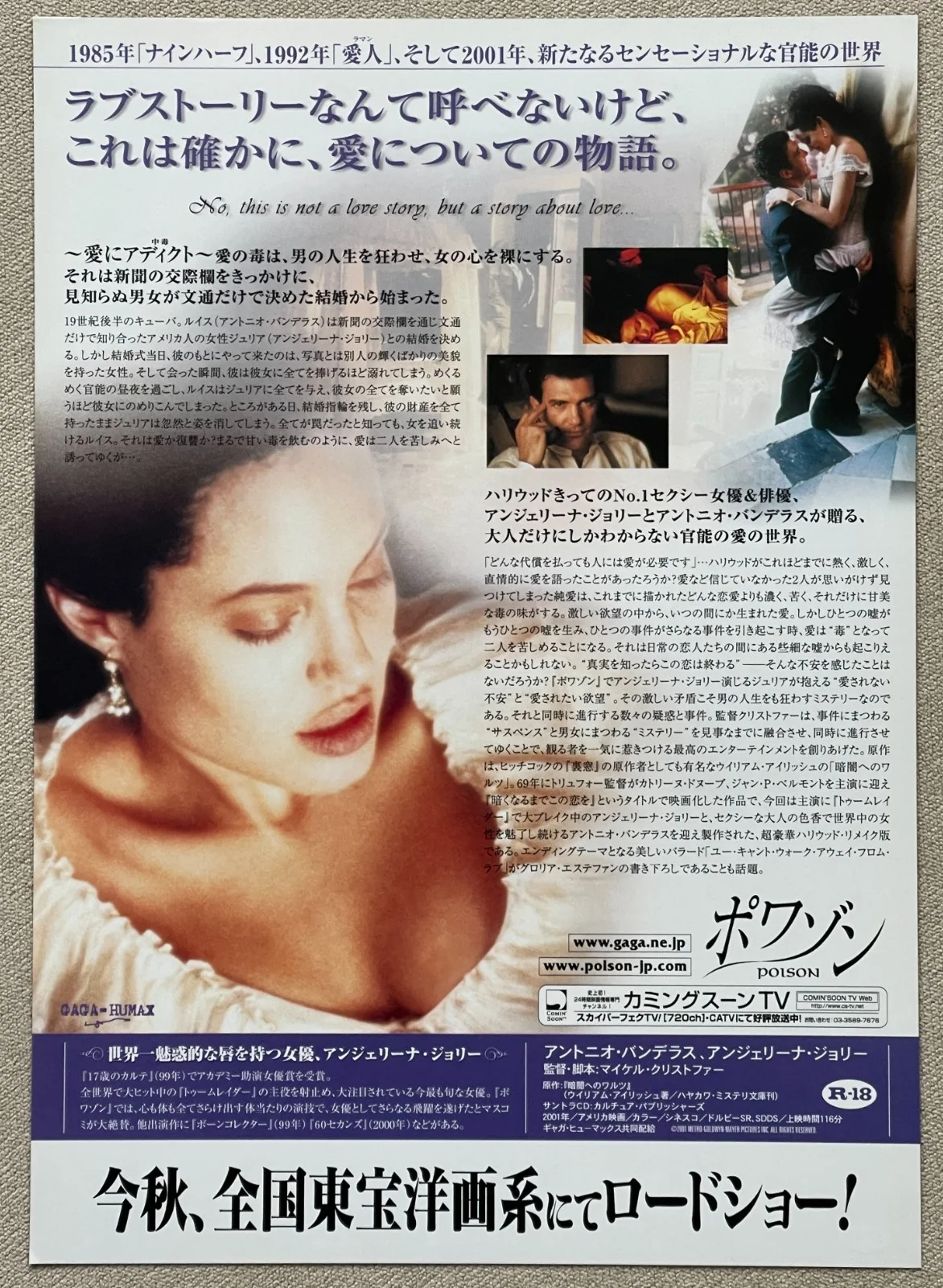 Original Sin - 2001 Angelina Jolie japan Chirashi movie flyer mini poster B5, изображение 2