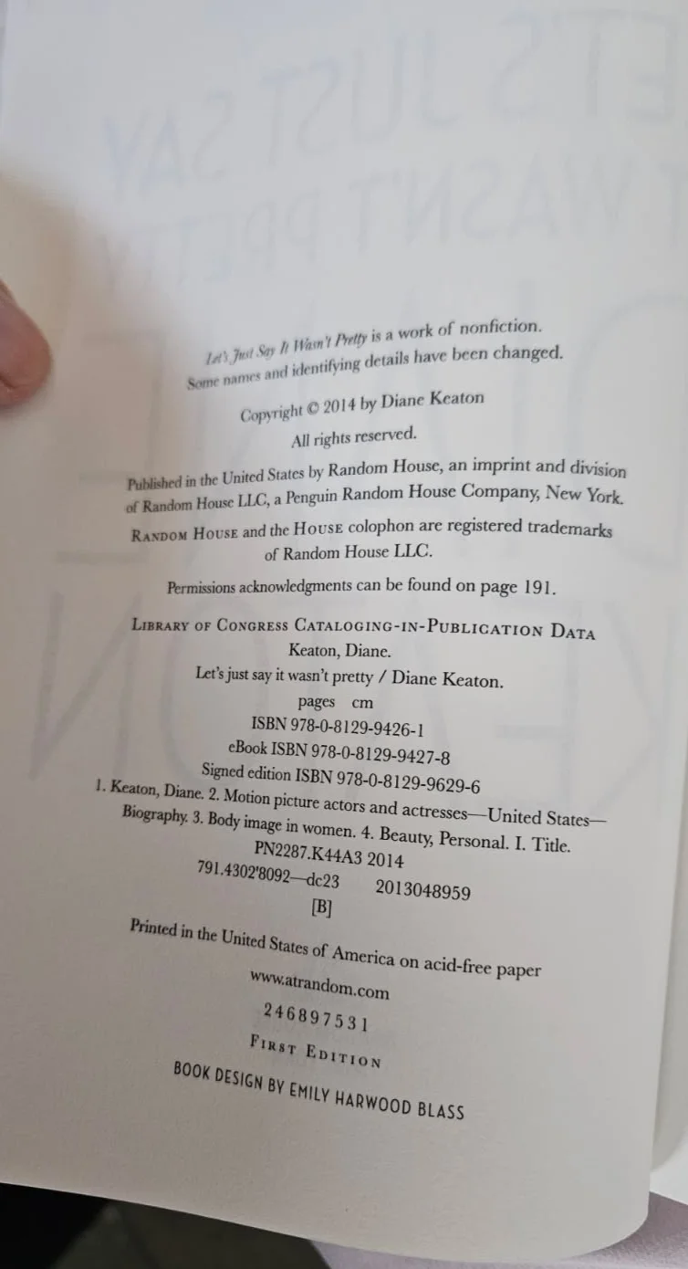 Diane Keaton — Diane Keaton autographed hard cover book Let's Just Say JSA Certified, image 4