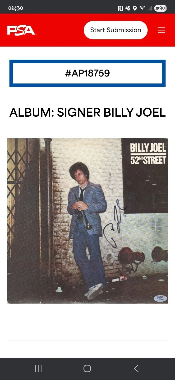Billy Joel 52nd Street Vinyl Album Signed Autographed PSA, изображение 4