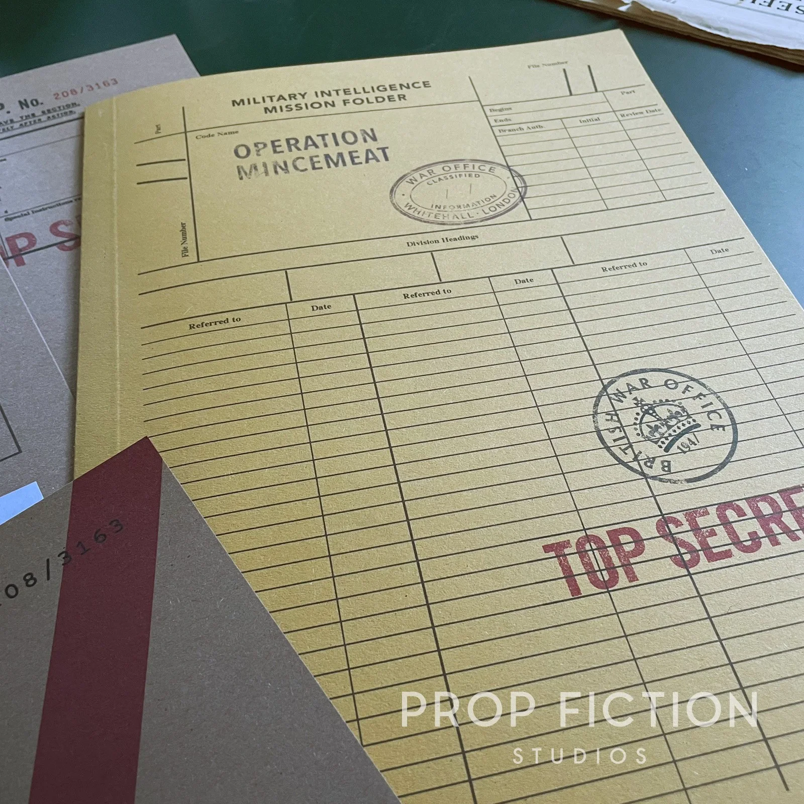 Movie Prop 'Operation Mincemeat' Top Secret Files / 4 x Cosplay WW2 Folder Set, image 4