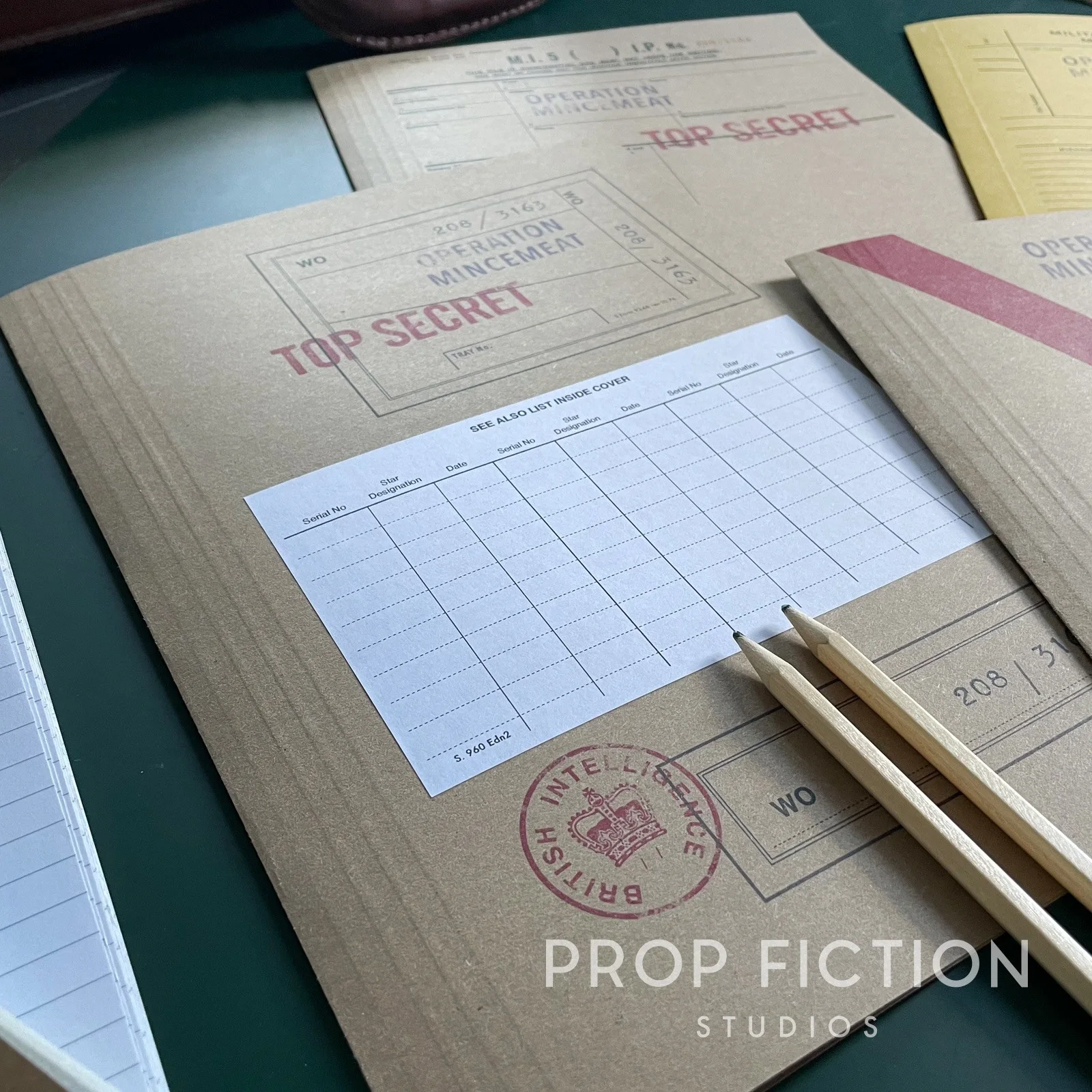Movie Prop 'Operation Mincemeat' Top Secret Files / 4 x Cosplay WW2 Folder Set, image 5