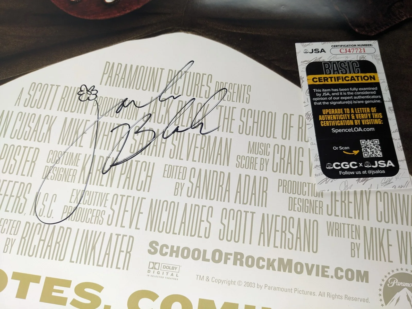 Jack Black — Jack Black Signed 27x40 Movie Poster School of Rock Autographed JSA COA, изображение 2