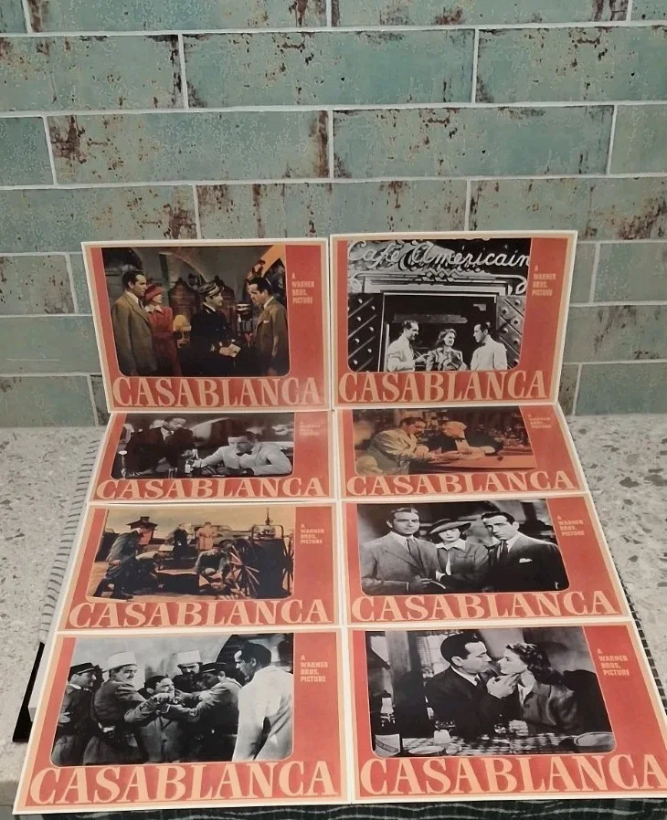 Casablanca (1942) Complete Set of 8 Film Display Cards Warner Bros Matte 28×22cm, изображение 2