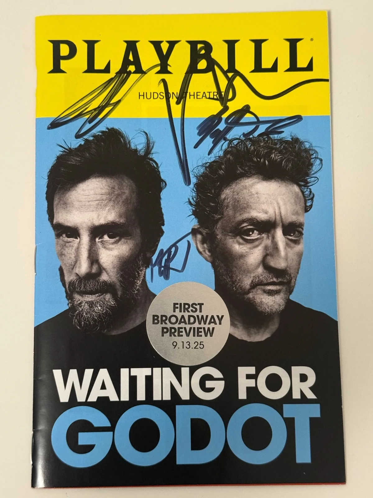 Keanu Reeves, Alex Winter, Brandon Dirden, Michael P Thornton — Waiting For Godot signed x4 Broadway Keanu Reeves Alex Winter 1st Prev playbill