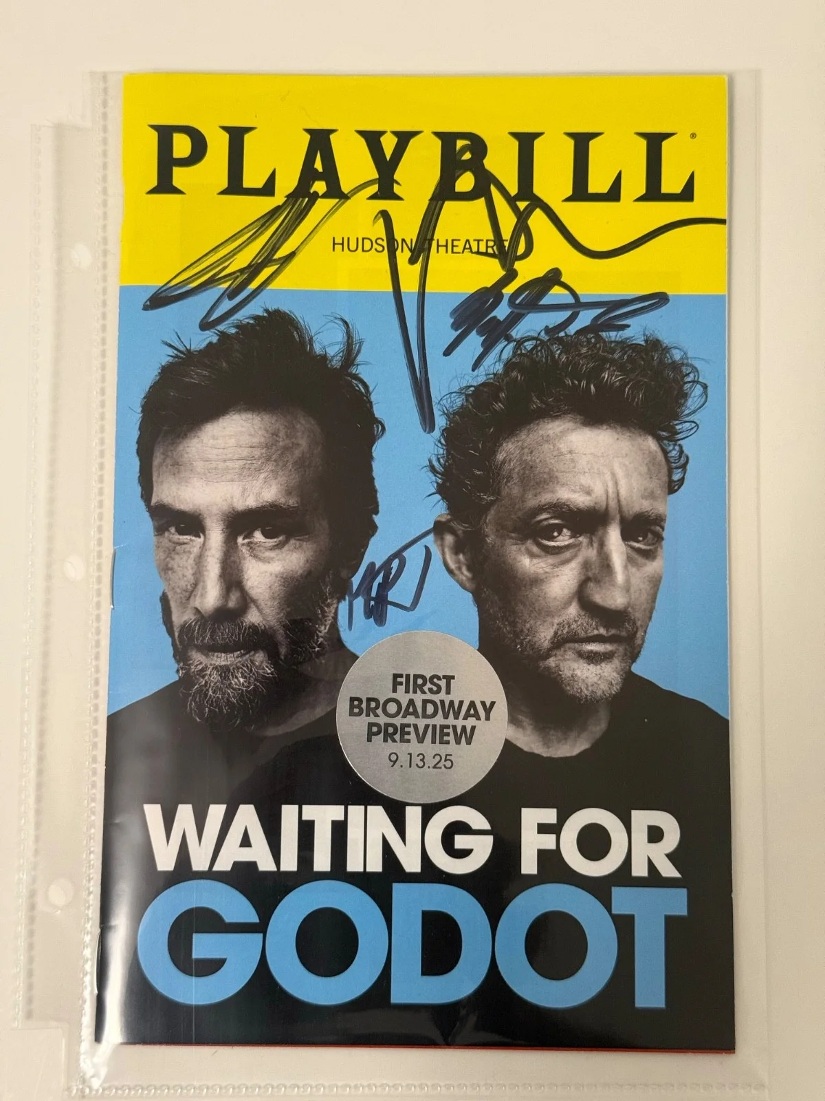 Keanu Reeves, Alex Winter, Brandon Dirden, Michael P Thornton — Waiting For Godot signed x4 Broadway Keanu Reeves Alex Winter 1st Prev playbill, изображение 2