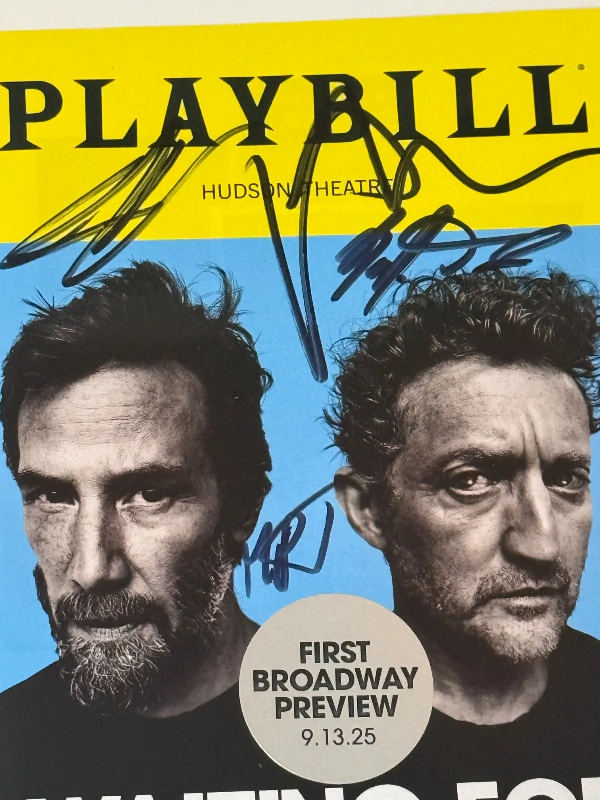 Keanu Reeves, Alex Winter, Brandon Dirden, Michael P Thornton — Waiting For Godot signed x4 Broadway Keanu Reeves Alex Winter 1st Prev playbill, изображение 3