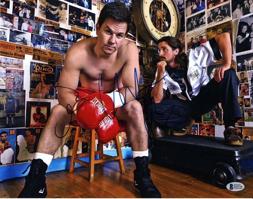 Bale and Wahlberg — The Fighter Bale and Wahlberg Autographed Signed 11x14 Photo Beckett BAS COA