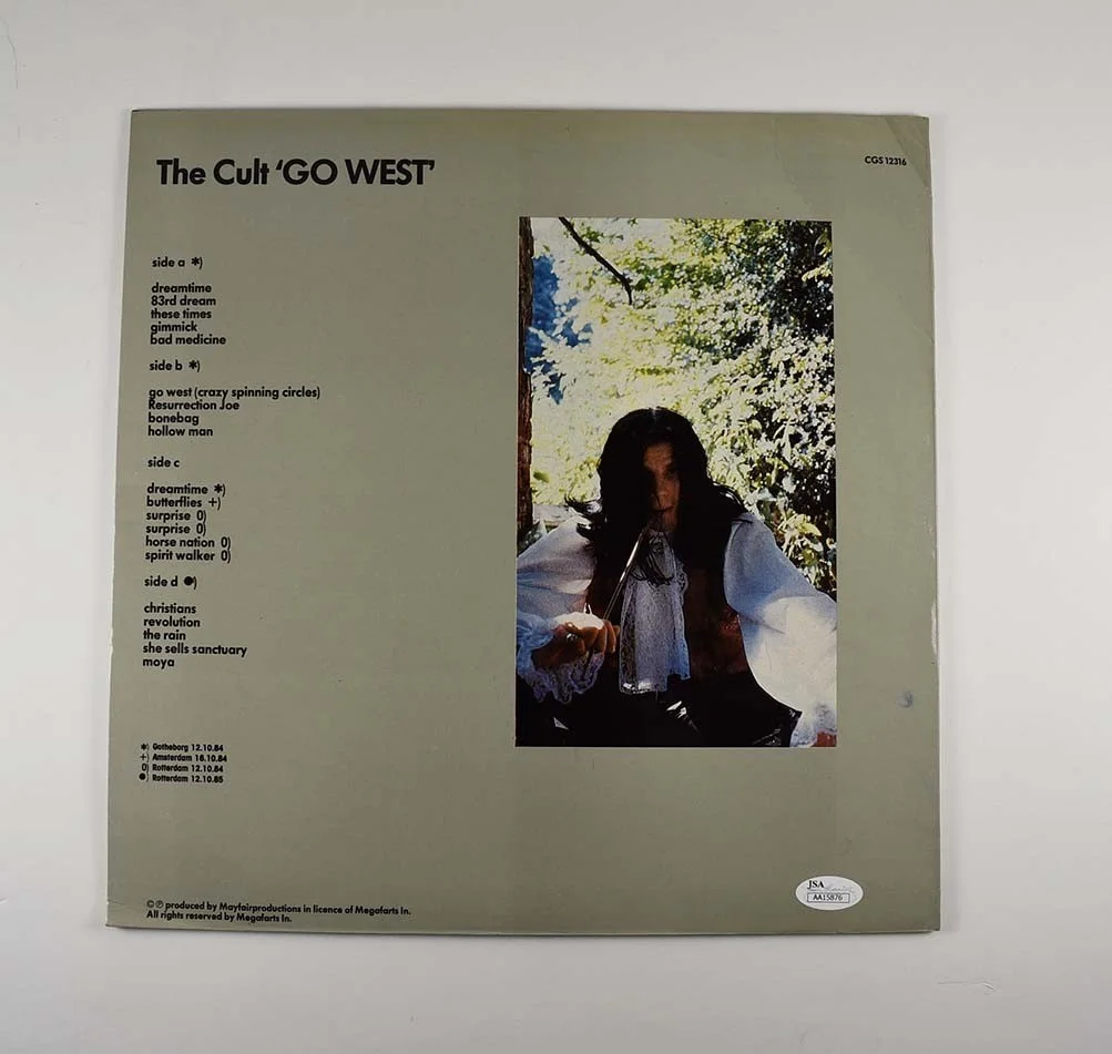 The Cult Go West Autographed Signed Album LP Record Certified Authentic JSA COA, изображение 2