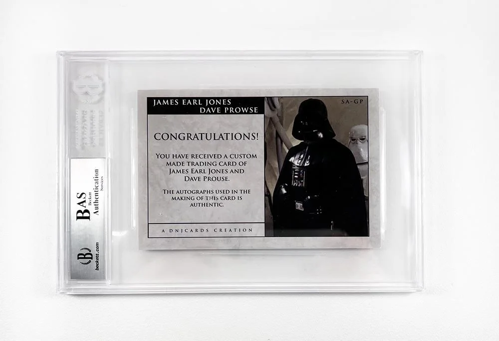 James Earl Jones, Dave Prowse — Star Wars Darth Vader Jones Prowse Autographed Signed Card Authentic BAS COA, image 2