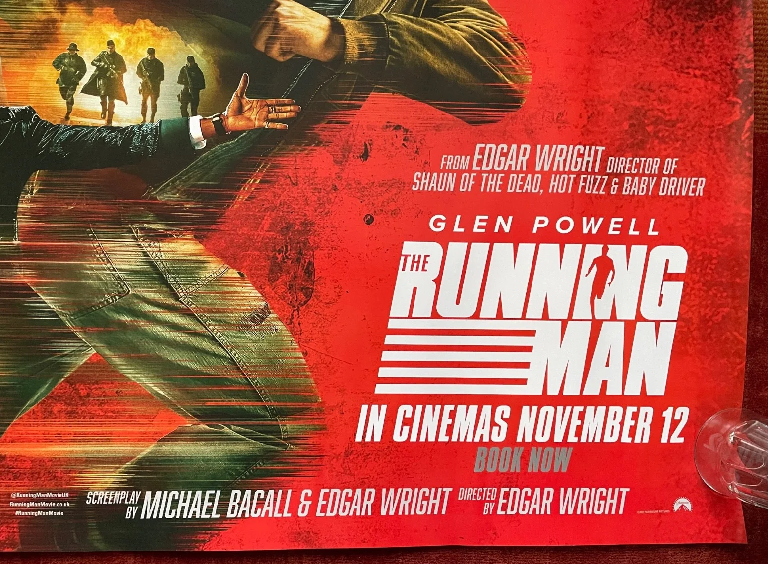 THE RUNNING MAN (2025) Original UK Quad Movie Poster Edgar Wright Glenn Powell, изображение 5