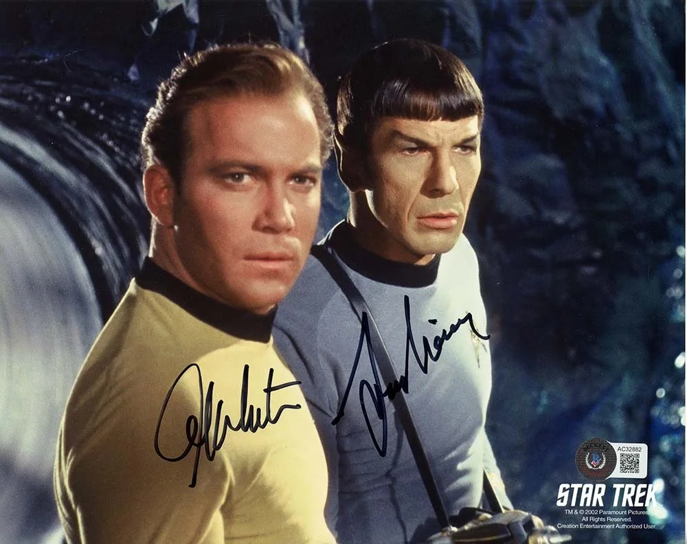shatner and nimoy — Star Trek Nimoy Shatner Autographed Signed 8x10 Photo Authentic Beckett BAS COA