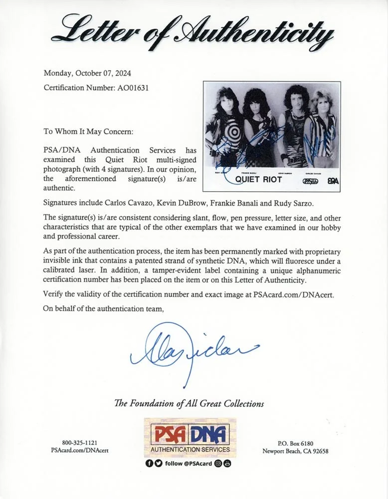 Quiet Riot Autographed Signed 8x10 Photo Certified Authentic PSA/DNA COA, image 3
