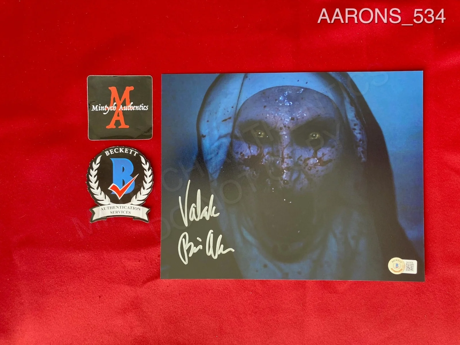 Bonnie Aarons — Bonnie Aarons The Nun signed 8x10 photo Valak The Conjuring Beckett COA