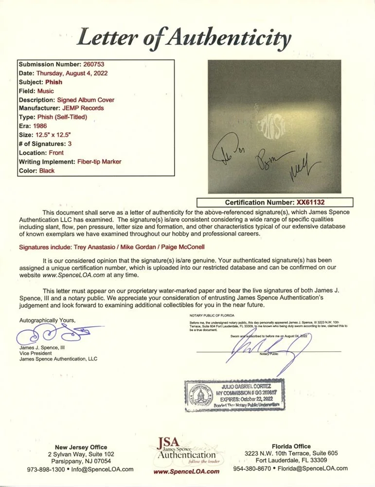 Phish by 3 Autographed Signed Album LP Record Certified Authentic BAS JSA COA, image 4