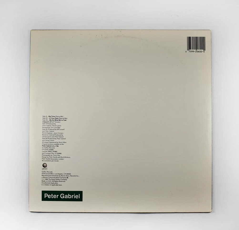 Peter Gabriel Big Time Autographed Signed Album LP Record Authentic PSA/DNA COA, image 2