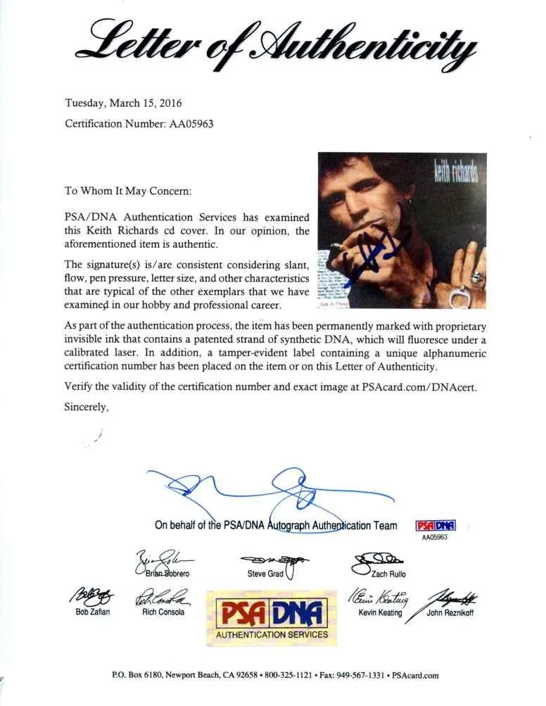 Keith Richards Rolling Stones Autographed Signed CD Authentic PSA/DNA COA, image 4