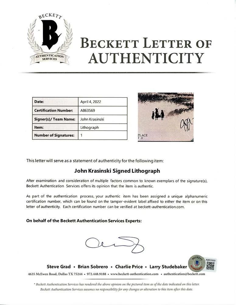 John Krasinski — John Krasinski A Quiet Place Autographed Signed 11x14 Litho Authentic BAS COA, image 2