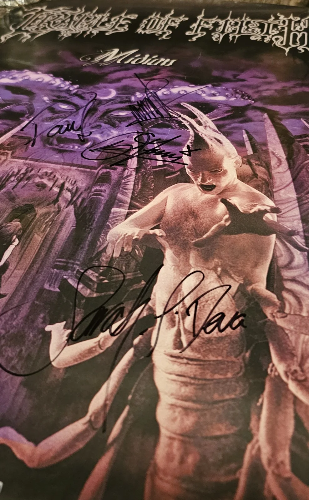 Cradle Of Filth Autographed Midian Poster Circa 2003 Entire Band., image 2