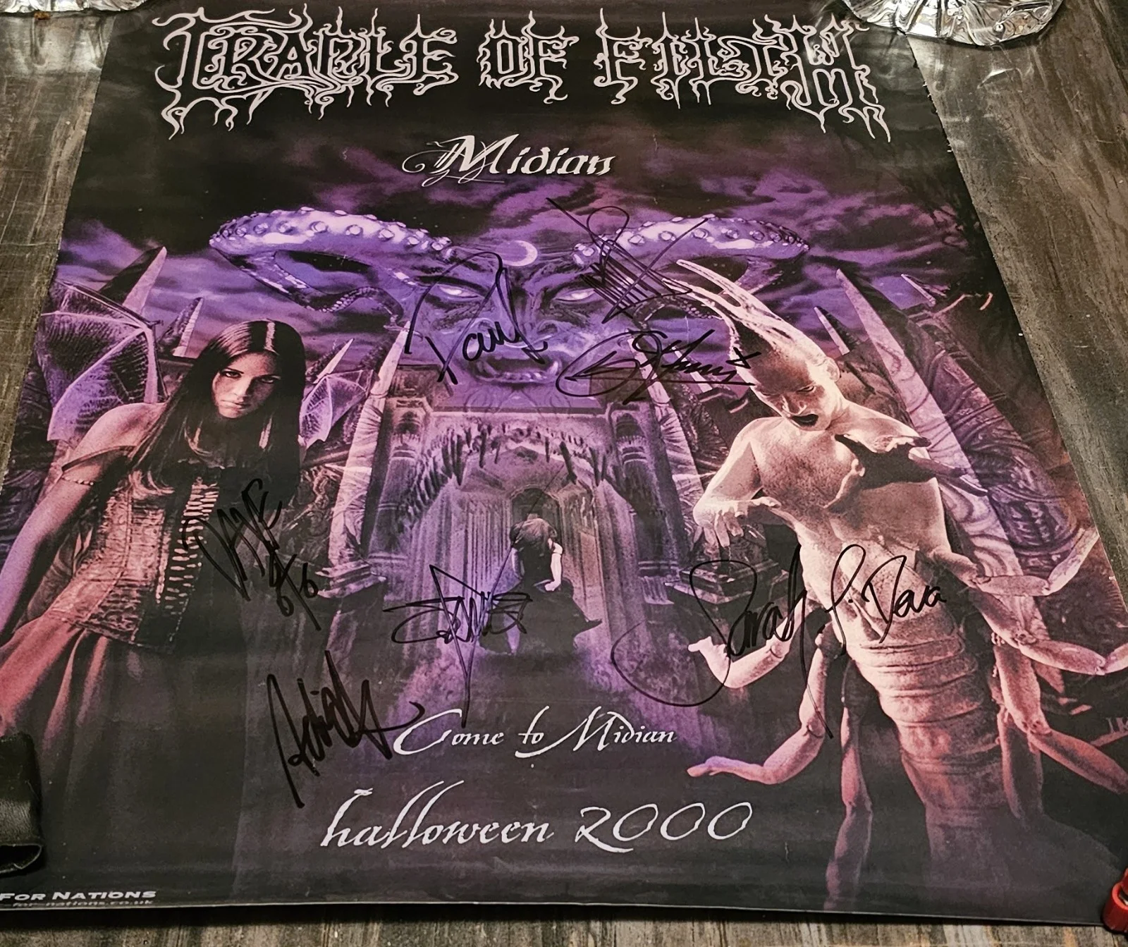 Cradle Of Filth Autographed Midian Poster Circa 2003 Entire Band., image 3