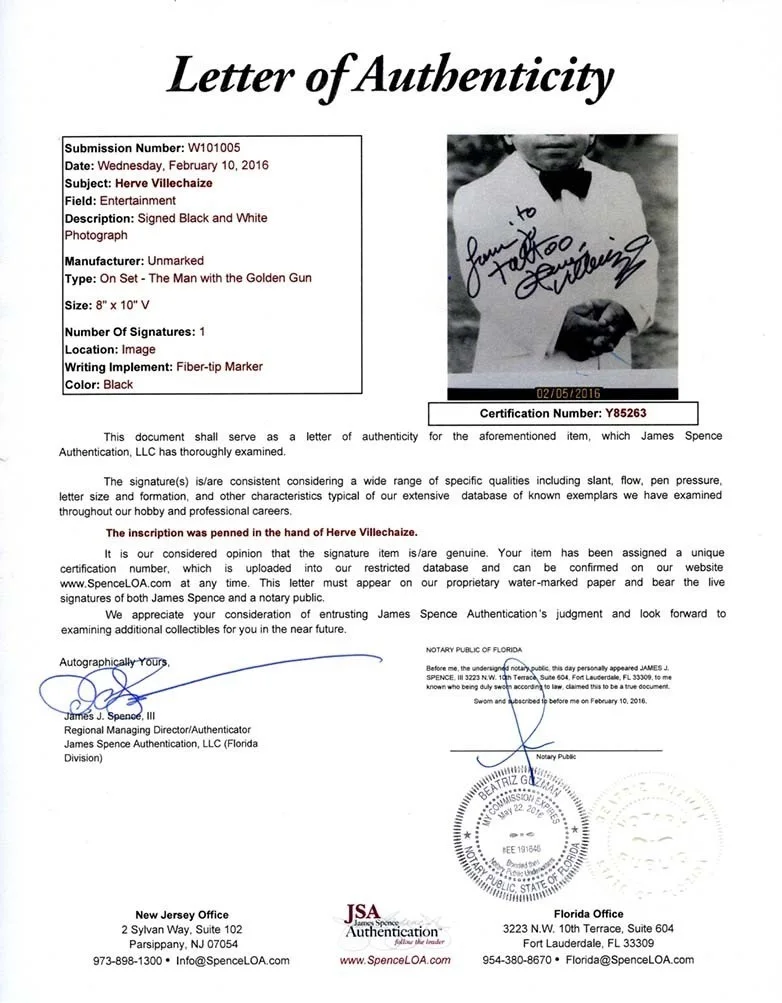 Herve Villechaize — Herve Villechaize Fantasy Island Tattoo Autographed Signed 8x10 Photo JSA COA, изображение 2