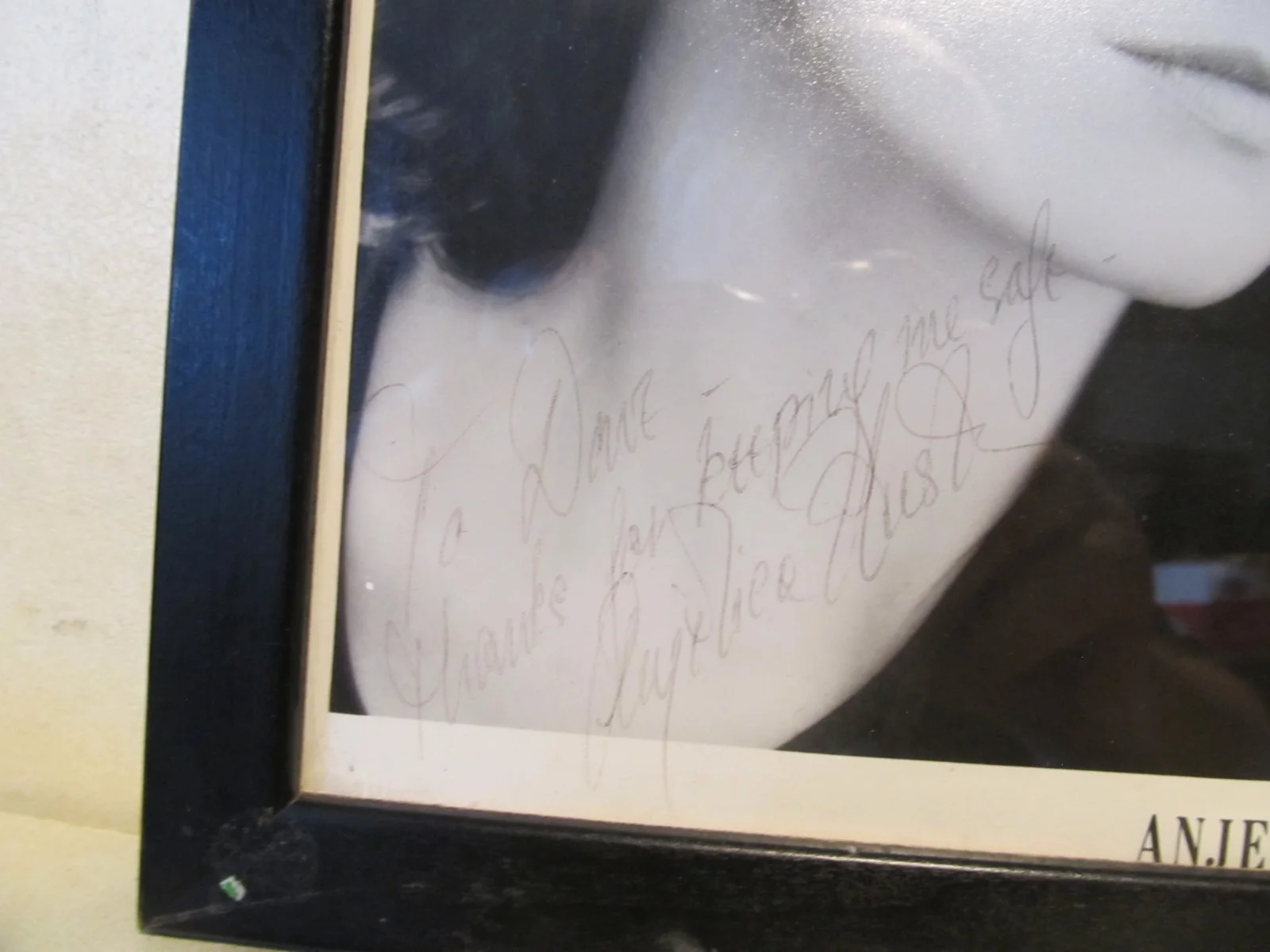 Anjelica Houston — Signed Anjelica Houston photogragh Adams Family star framed and ready to hang, изображение 3