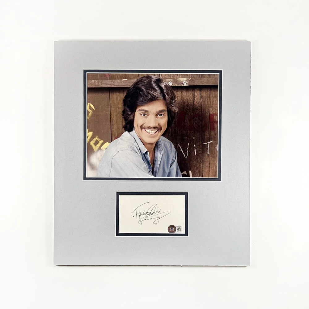 Freddie Prinze — Freddie Prinze Sr. Chico and the Man Autographed Signed Card and Photo BAS COA