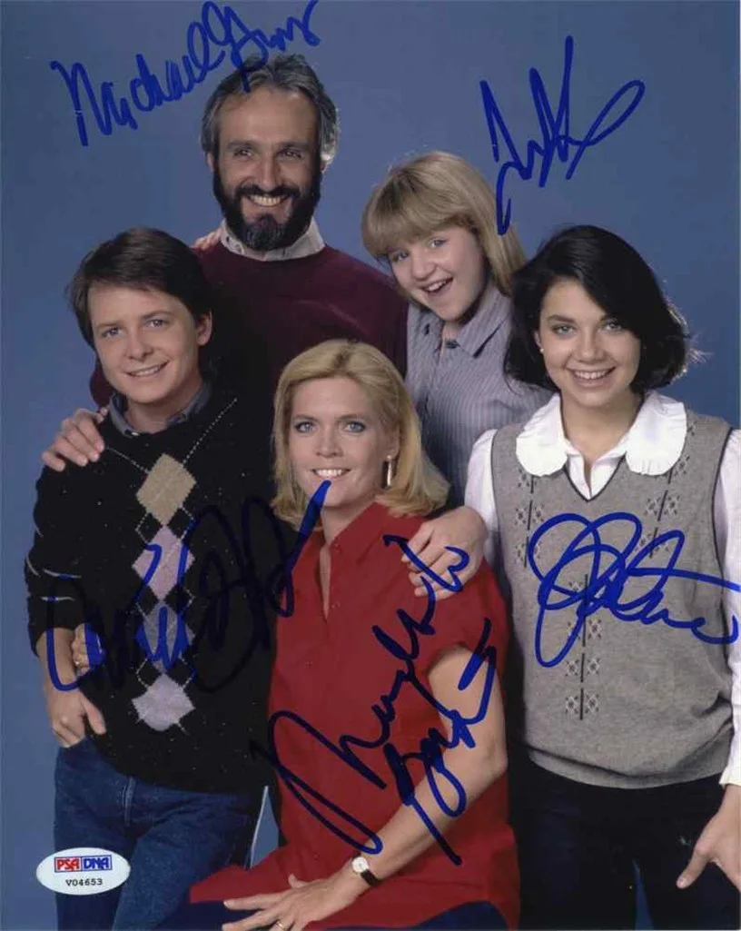 Show Cast Members — Family Ties Cast by 5 Autographed Signed 8x10 Photo Authentic PSA/DNA COA