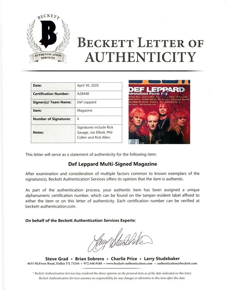 Def Leppard Signed Creem Autographed Signed Magazine Authentic Beckett BAS COA, image 3