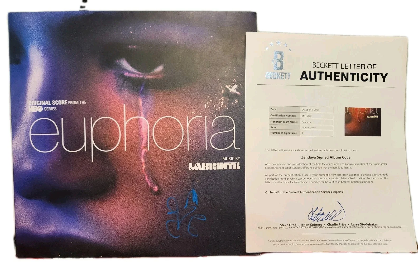 zendaya — Zendaya Signed Autographed Euphoria Vinyl LP Soundtrack Rue BAS COA HBO Show