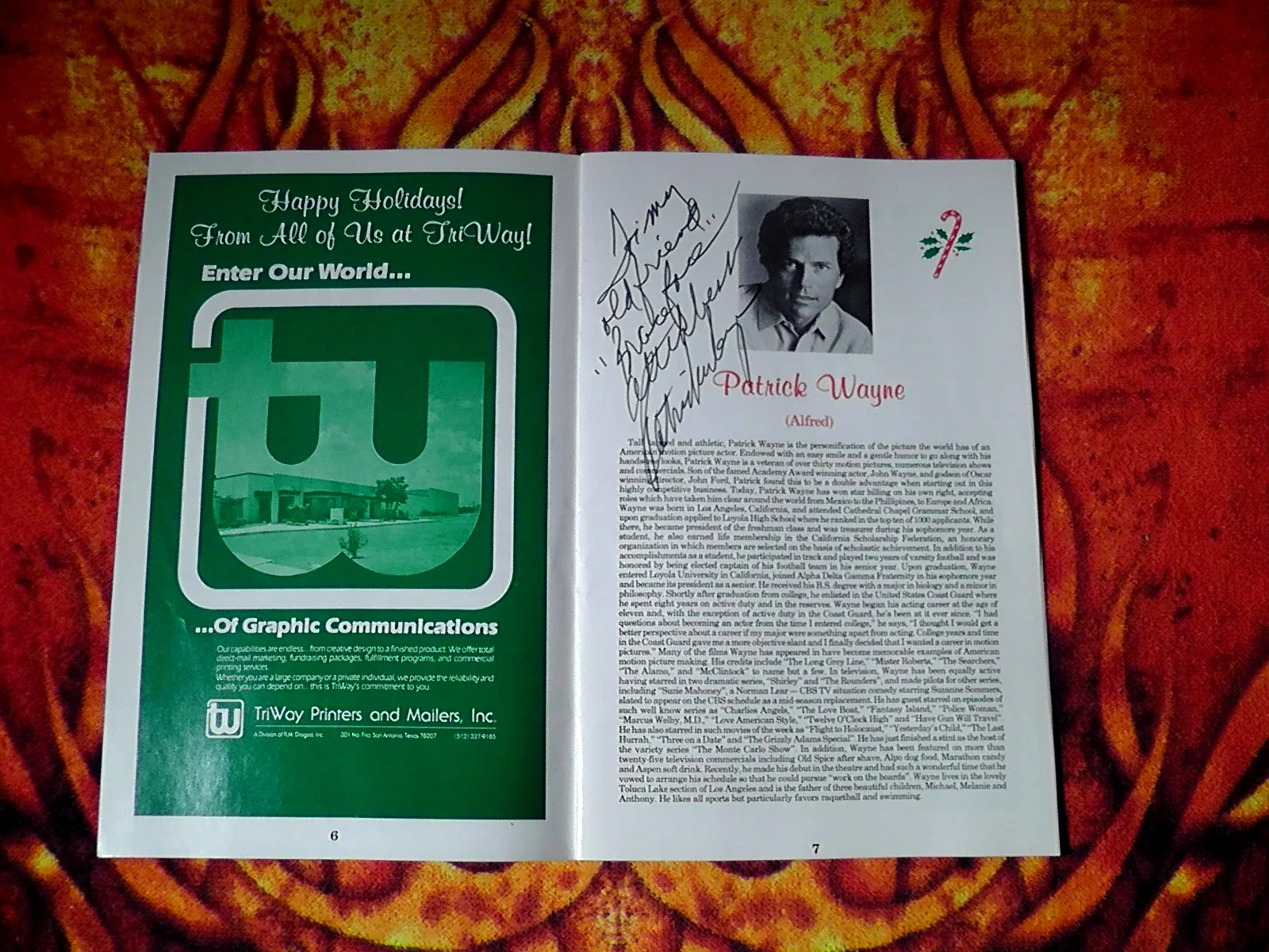 Patrick Wayne — Patrick Wayne Autographed Program Signed By Multiple Performers My 3 Angels, image 2