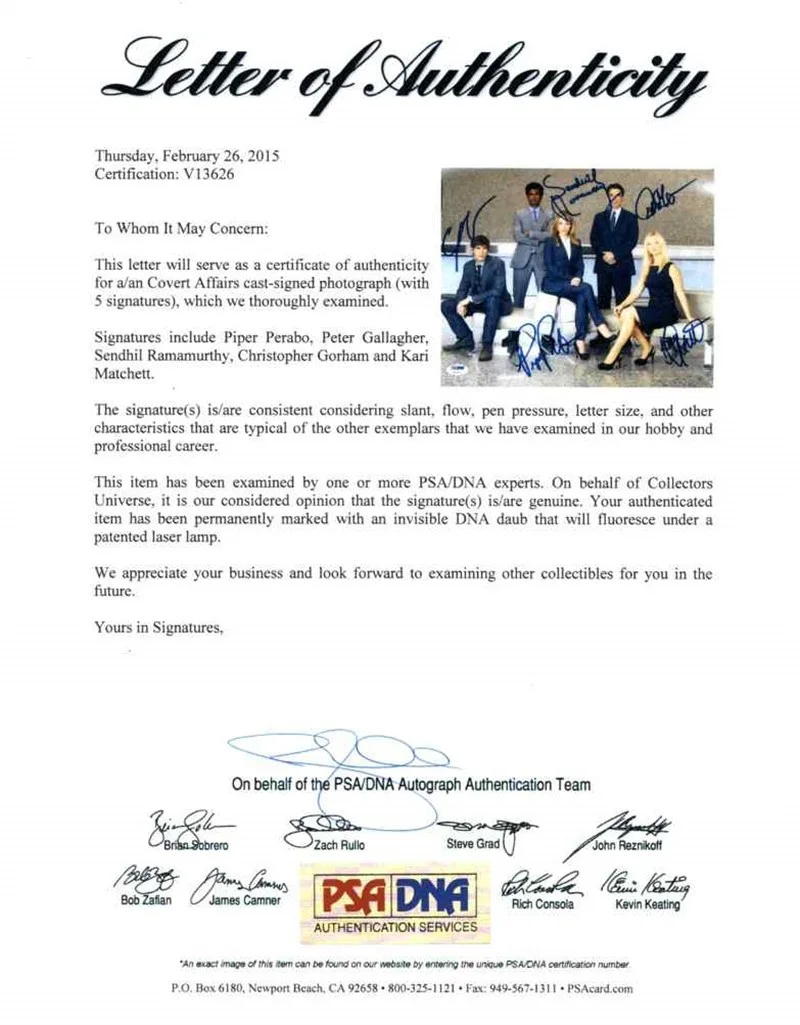 Show Cast Members — Covert Affairs Cast x5 Autographed Signed 11x14 Photo Authentic PSA/DNA COA, изображение 2