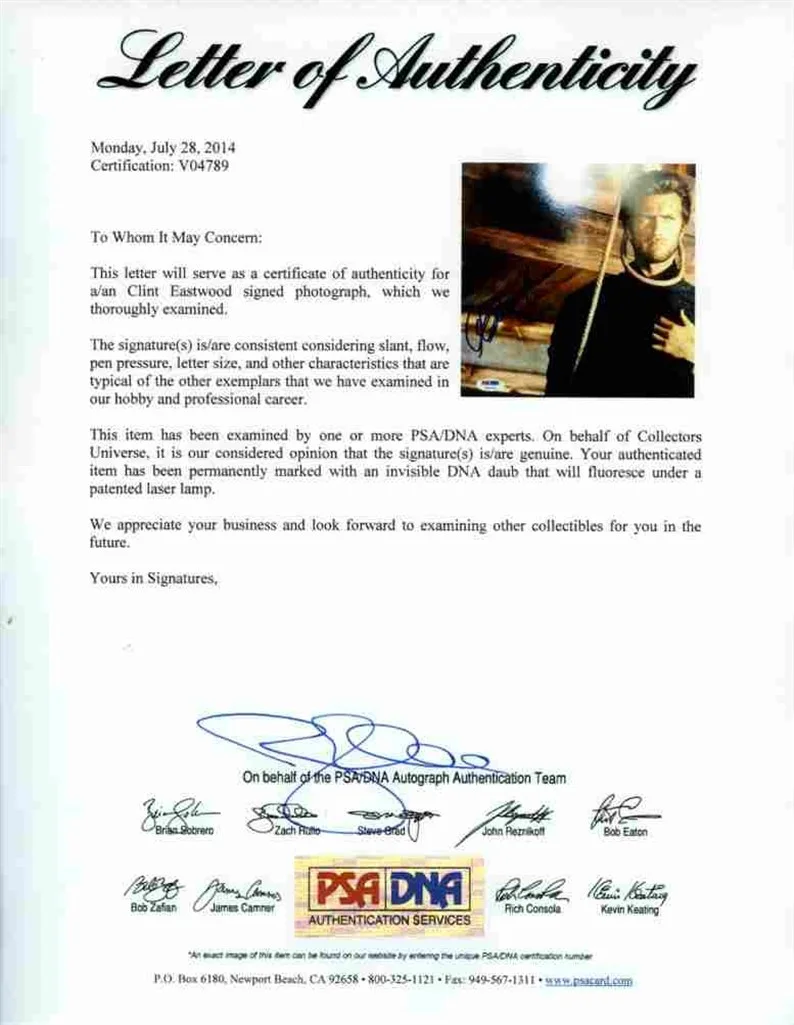 Clint Eastwood — Clint Eastwood Good Bad Ugly Autographed Signed 11x14 Photo Certified PSA/DNA, изображение 2